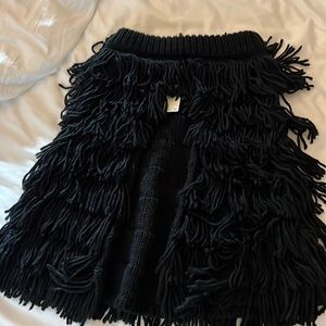 Fringed sweater capelet